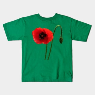 Red Poppy and Bud Kids T-Shirt